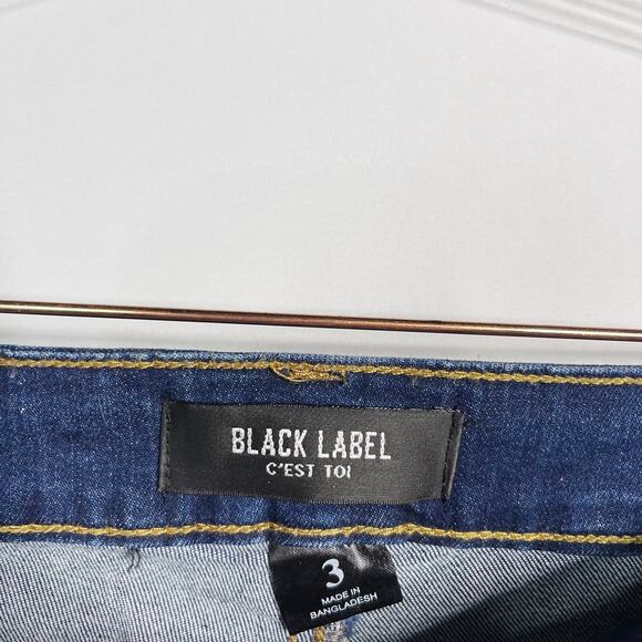 Black Label Button Front Distressed Ripped Skinny Jeans Size 3 Cotton Stretch - Picture 8 of 10